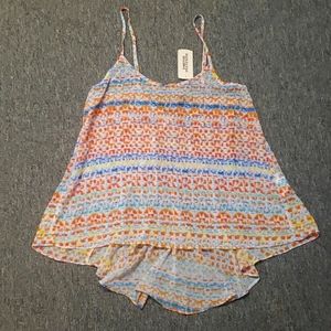 Forever 21 colorful sheer high-low tank top, Small